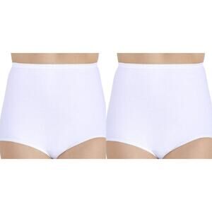 2 New Vanity Fair Womens Size 10 Star White Cotton High Wasted Brief Panties
